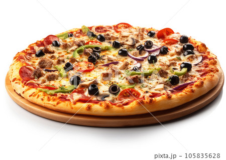 Pizza On Isolated White Background 105835628