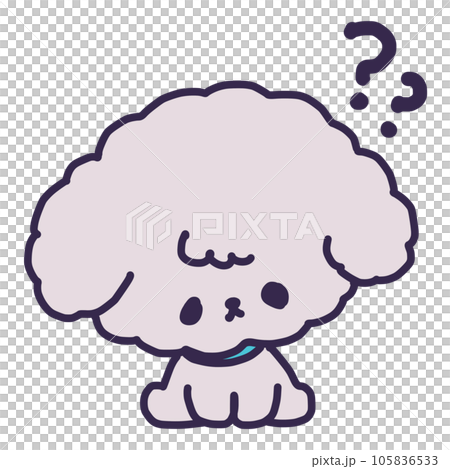 Illustration of a cute toy poodle puppy with a question mark Illustration of a cute toy poodle puppy with a question mark 105836533