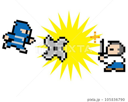 ゲーム風ドット絵 忍者と侍 ゲーム風ドット絵 忍者と侍 105836790