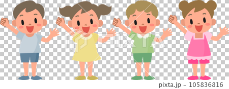 Smiling children doing a guts pose Smiling children doing a guts pose 105836816