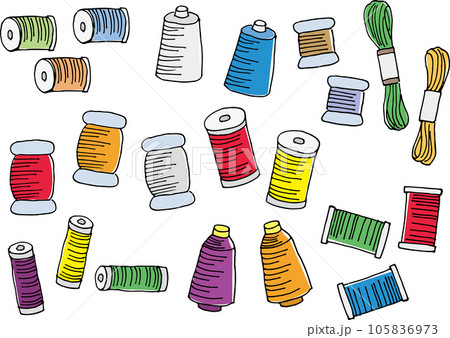 糸巻きのイラストセット（手書き） 105836973