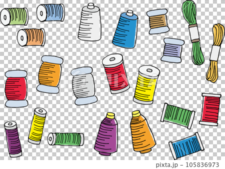 糸巻きのイラストセット（手書き） 105836973