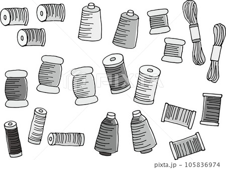 糸巻きのイラストセット（手書き） 105836974