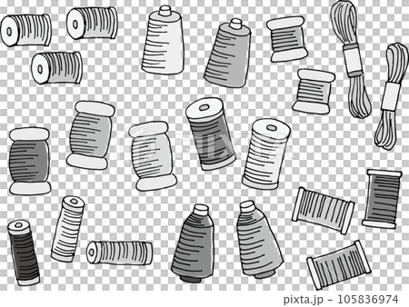 糸巻きのイラストセット（手書き） 105836974