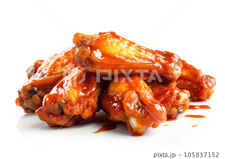 Chicken Wings With Sauce On Isolated White Background 105837152