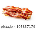 Grilled Bacon on Bread On Isolated White Background 105837179