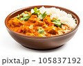 Indian Red Curry With Rice On Isolated White Background 105837192