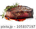 Medium Rare Steak On Isolated White Background 105837197