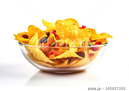Nachos Mexican Food On Isolated White Background 105837202