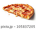 Pepperoni Half Pizza On Isolated White Background 105837205