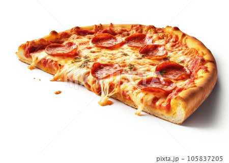 Pepperoni Half Pizza On Isolated White Background Pepperoni Half Pizza On Isolated White Background 105837205