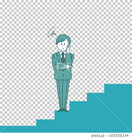 階段の途中で悩むビジネスマン 105838334
