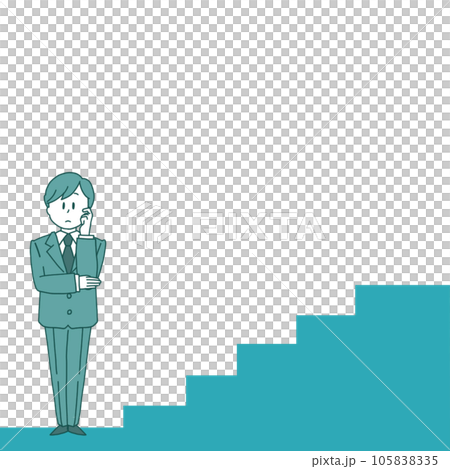 階段の下で悩むビジネスマン 105838335