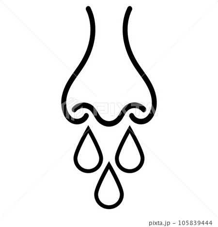 Runny nose icon, nose with nasal mucus discharge from nostrils Runny nose icon, nose with nasal mucus discharge from nostrils 105839444