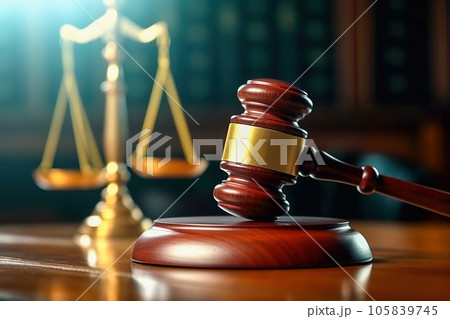 A hammer with scales in court. The concept of law-abiding, law. A hammer with scales in court. The concept of law-abiding, law. 105839745