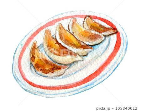 水彩イラスト　餃子セット　焼餃子 105840012