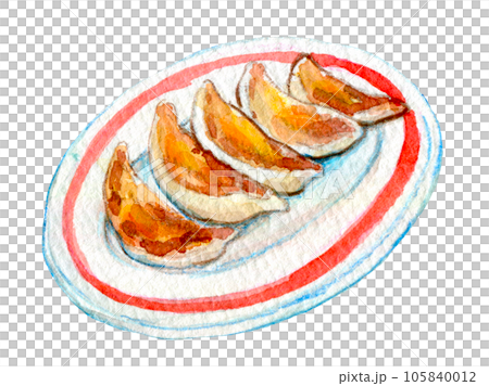 水彩イラスト　餃子セット　焼餃子 105840012
