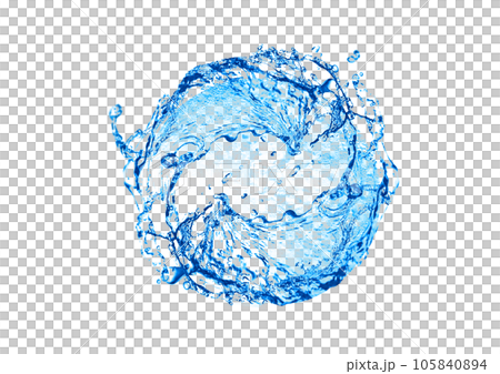 抽象的な青い水しぶきの輪の3dイラスト 105840894
