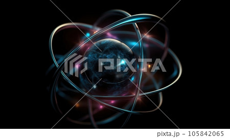 Shining nuclear atom model created by AI Shining nuclear atom model created by AI 105842065