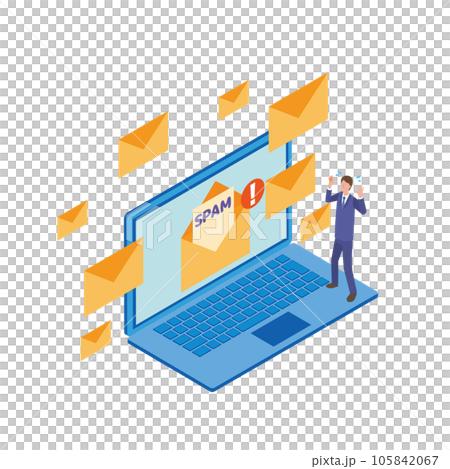 迷惑メールに困る男性 105842067