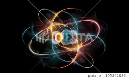 Shining nuclear atom model created by AI Shining nuclear atom model created by AI 105842086