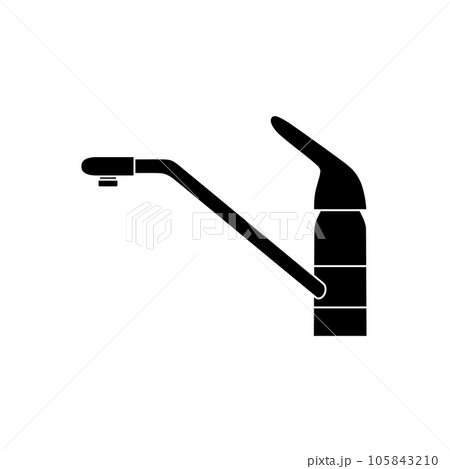 黒色のシングルレバー式混合水栓（キッチン用蛇口、ストレート、白黒） 105843210