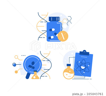 Biogenetic concept,glass tube bio sample growth, DNA research,science education,data and analysis 105843761