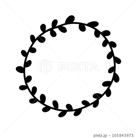 Circle floral wreath. Wedding round botanical frame with leaves. Vector flower decorative laurel. 105843973