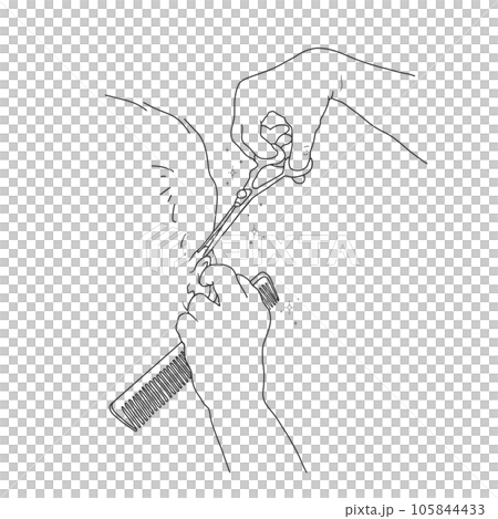 剪、剪刀和梳子插圖，美髮師 105844433