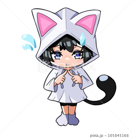 猫耳パーカーを着た女の子 困惑 猫耳パーカーを着た女の子 困惑 105845168