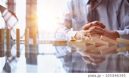 Strategy development, business growth symbol, partnership, synergy concept 105846395