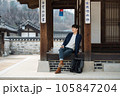 a young man resting in a traditional Korean house 105847204