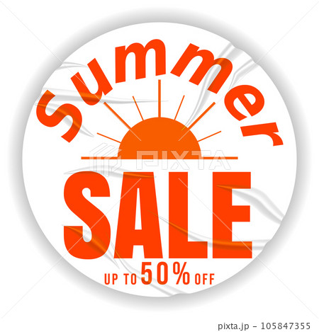 Summer Sale glued paper with wrinkles effect realistic banner 105847355