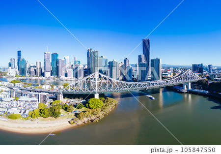 Story Bridge and Brisbane Skyline in Australia 105847550