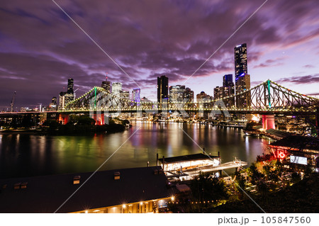 Story Bridge and Brisbane Skyline in Australia Story Bridge and Brisbane Skyline in Australia 105847560