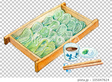 水彩イラスト　へぎそば　新潟グルメ 105847624