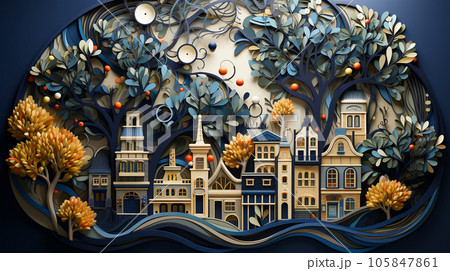 A fabulous northern European town with beautiful side by side houses standing next to each other 105847861