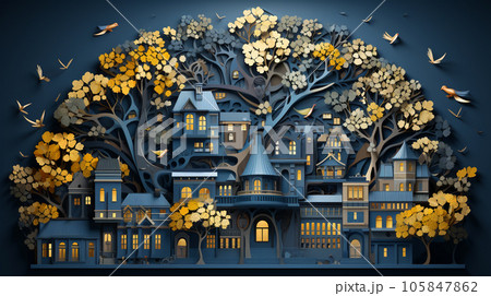 A fabulous northern European town with beautiful side by side houses standing next to each other 105847862