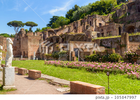 Palatine Hill view from Roman Forum in summer, Rome, Italy, Europe Palatine Hill view from Roman Forum in summer, Rome, Italy, Europe 105847997