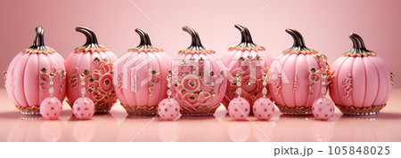 Barbie style pink pumpkins, Halloween holiday, fall harvest, fairy tale storyline Barbie style pink pumpkins, Halloween holiday, fall harvest, fairy tale storyline 105848025