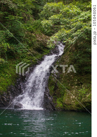 木々と苔の間を縫って流れ落ちるマテリヤの滝 105848061