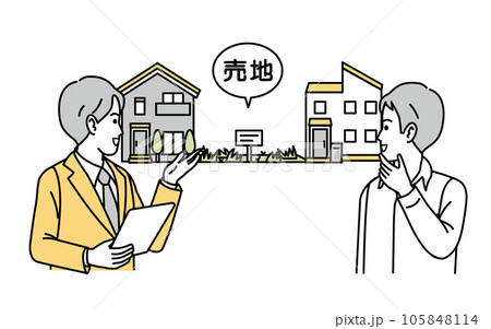 空地、売地を紹介する不動産業の男性 空地、売地を紹介する不動産業の男性 105848114