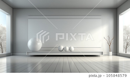 Modern and trendy interior design with graphic shapes in minimalist style, abstract forms 105848579