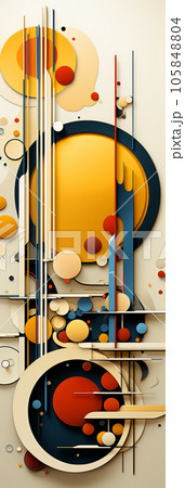 Geometric abstract art poster with squares and circles shapes and figures, wallpaper and postcard, flyer 105848804