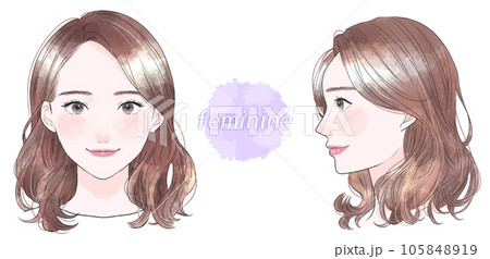 フェミニン　女性　水彩風イラスト　セット 105848919