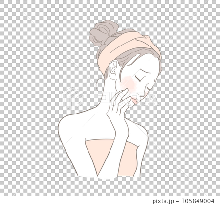 Image illustration of a woman suffering from rough skin and redness 105849004