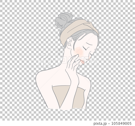 A young woman who suffers from rough skin, redness of the skin, and skin troubles 105849005