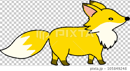 横を向いて立っている手書き風キタキツネ 105849248