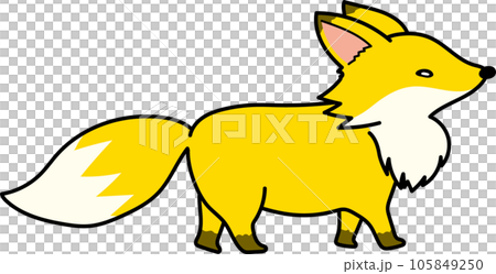 横を向いて立っている手書き風キタキツネ 105849250