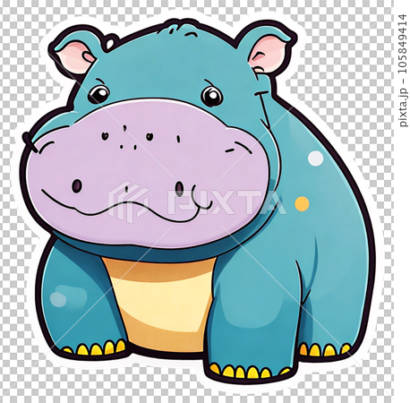 Cute blue hippopotamus cartoon 105849414